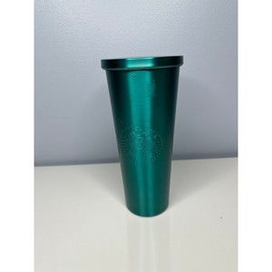 Starbucks 24 oz venti Brushed Stainless Steel Green teal Siren Embossed tumbler